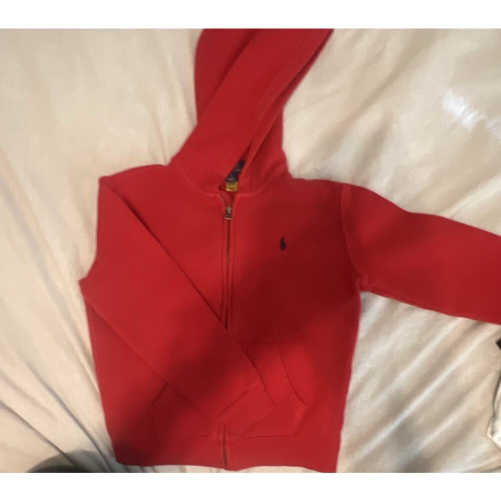 Polo Ralph Lauren Boys Full Zip Red Long Sleeve Hoodie Size 7